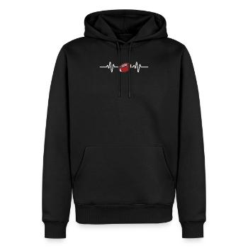 Battements de cœur de rugby - Sweat à capuche Premium bio Homme - noir - Devant - Nico (187cm)