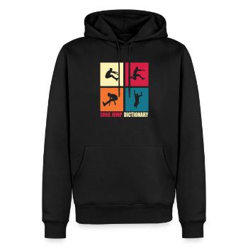 Cadeau drôle de lexique de saut en longueur - Sweat à capuche Premium bio Homme - noir - Devant - Nico (187cm)