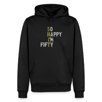 So glücklich bin ich 50 50 Jahre alt 50. Geburtstagsgeschenk - Männer Premium Bio Hoodie - Schwarz - Vorne - Nico (187cm)