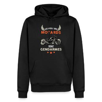 Moto motards gendarmes - Sweat à capuche Premium bio Homme - noir - Devant - Nico (187cm)