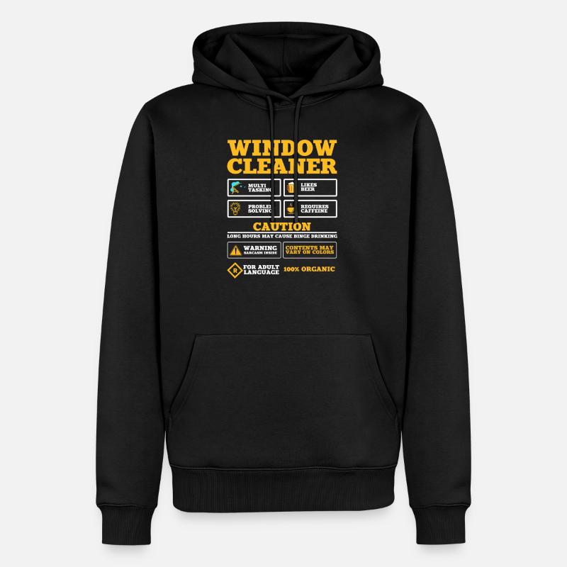 Idée cadeau nettoyant pour vitres - Sweat à capuche Premium bio Homme - noir