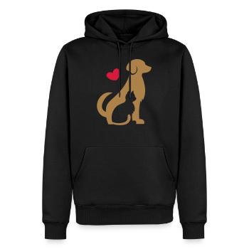 Chien et chat - amis animaux - Chien et chat - Sweat à capuche Premium bio Homme - noir - Devant - Nico (187cm)