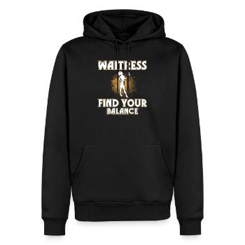 Serveuse - Sweat à capuche Premium bio Homme - noir - Devant - Nico (187cm)