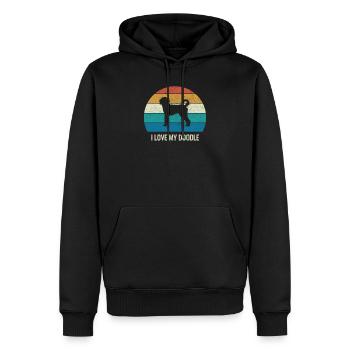 Cadeau rétro Labradoodle J'aime mon Doodle - Sweat à capuche Premium bio Homme - noir - Devant - Nico (187cm)