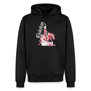 REINING - Sweat à capuche Premium bio Homme - noir - Devant - Nico (187cm)