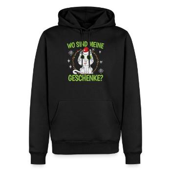 Wo Sind Meine Geschenk Kätzchen Weihnachtliches - Männer Premium Bio Hoodie - Schwarz - Vorne - Nico (187cm)
