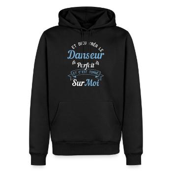 Et Dieu Créa Le Danseur Parfait - Humour Danse - Sweat à capuche Premium bio Homme - noir - Devant - Nico (187cm)