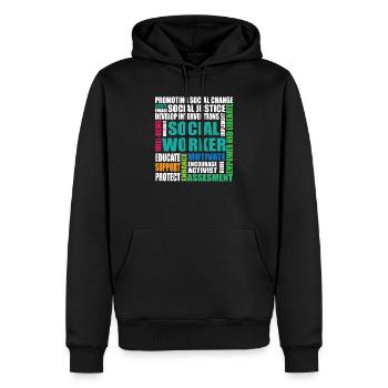 Sozialarbeiter Spruch - Männer Premium Bio Hoodie - Schwarz - Vorne - Nico (187cm)