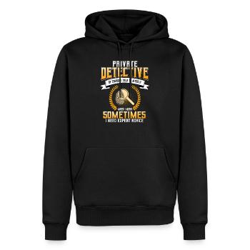 Privatdetektiv Spruch - Männer Premium Bio Hoodie - Schwarz - Vorne - Nico (187cm)