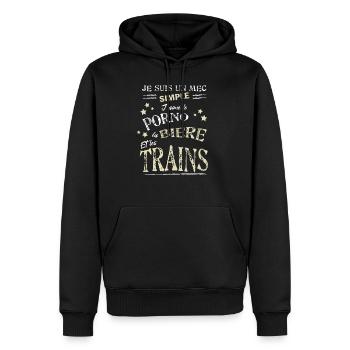 Train sexe et bière cadeau humour drôle passionné - Sweat à capuche Premium bio Homme - noir - Devant - Nico (187cm)