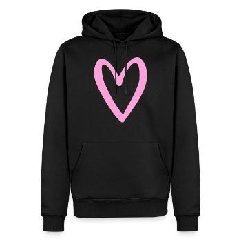 Heart Valentine's Day Pink Gift - Men’s Premium Organic Hoodie - black - Front - Nico (187cm)