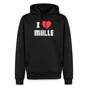 I Love Malle | Mallorca Liebe - Männer Premium Bio Hoodie - Schwarz - Vorne - Nico (187cm)
