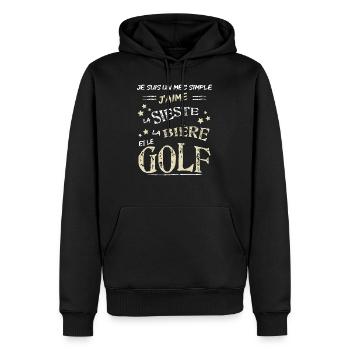 Golfeur passion cadeau humour joueur de golf - Sweat à capuche Premium bio Homme - noir - Devant - Nico (187cm)