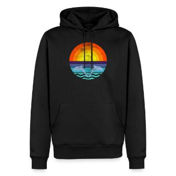 Delfin Mer Coucher de soleil - Sweat à capuche Premium bio Homme - noir - Devant - Nico (187cm)
