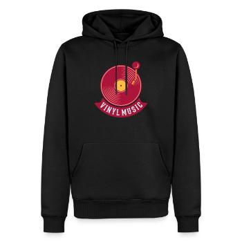PLATTENSPIELER VINYL RECORD Gave Vintage Musik - Herre Premium økologisk hoodie - sort - Foran - Nico (187cm)