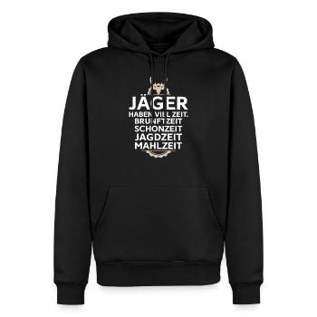 Jägermeisterin Jägerin Jäger Jagd Jagen Hirsch - Männer Premium Bio Hoodie - Schwarz - Vorne - Nico (187cm)
