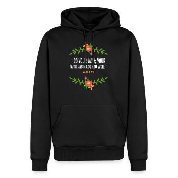 Bible verse Mark 10 52 - Men’s Premium Organic Hoodie - black - Front - Nico (187cm)