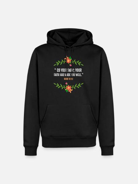 Bible verse Mark 10 52 - Men’s Premium Organic Hoodie - black
