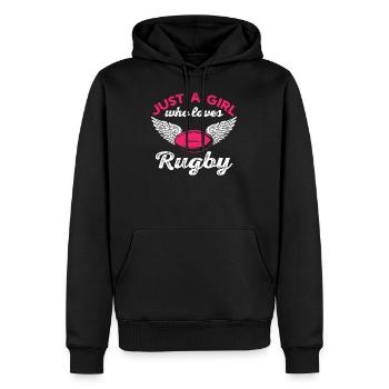 Just A Girl Who Loves Rugby - Sweat à capuche Premium bio Homme - noir - Devant - Nico (187cm)