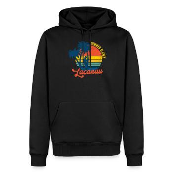 Lacanau - Der Sommer ist zurück - summer is back - Männer Premium Bio Hoodie - Schwarz - Vorne - Nico (187cm)