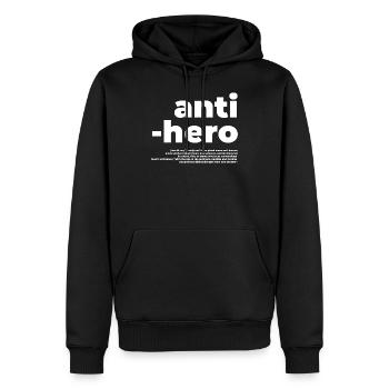 Anti Hero Antiheld Definition Oxford - Männer Premium Bio Hoodie - Schwarz - Vorne - Nico (187cm)