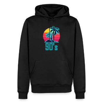 90 Mottoparty 90 Tenue 90 Retro années 90 - Sweat à capuche Premium bio Homme - noir - Devant - Nico (187cm)