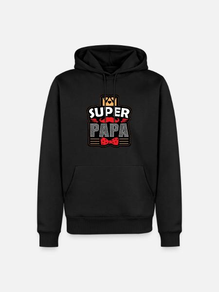 SUPER PAPA - Sweat à capuche Premium bio Homme - noir
