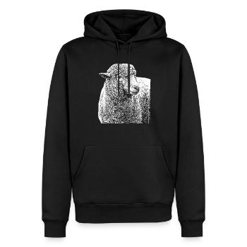 Merino sheep buck Groß Weis - Men’s Premium Organic Hoodie - black - Front - Nico (187cm)