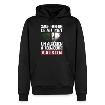 Algérie cadeau drôle algérien drapeau - Sweat à capuche Premium bio Homme - noir - Devant - Nico (187cm)
