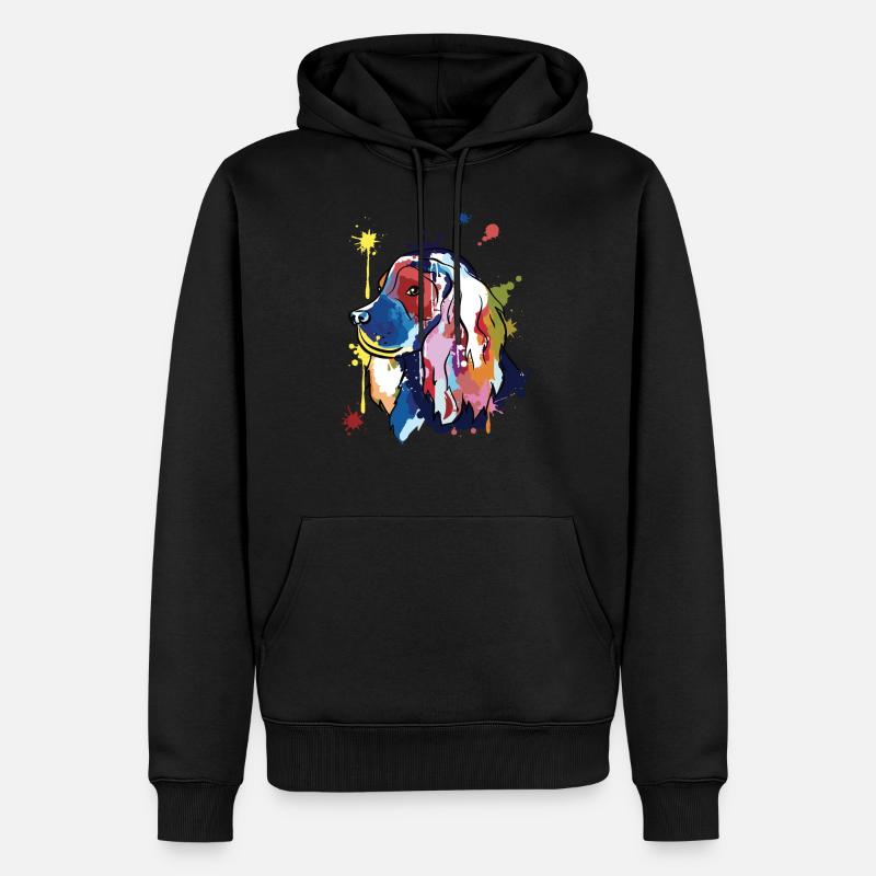 Cocker spaniel - bunte Illustration - Männer Premium Bio Hoodie - Schwarz