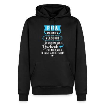 Vater und Sohn & Tochter-Partner, lustiges - Männer Premium Bio Hoodie - Schwarz - Vorne - Nico (187cm)