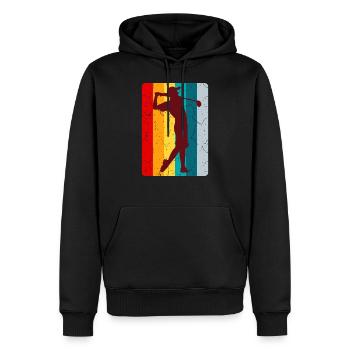 GOLF RETRO Golfer Outfit Golferinnen Golf Spieler - Männer Premium Bio Hoodie - Schwarz - Vorne - Nico (187cm)