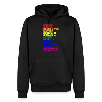 NO HUMAN IS ILLEGAL LGBT Pride Gay Pride Month - Sweat à capuche Premium bio Homme - noir - Devant - Nico (187cm)