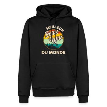 t-shirt meilleur beau papa - Sweat à capuche Premium bio Homme - noir - Devant - Nico (187cm)