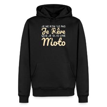 Je ne ronfle pas je rêve que je suis une moto - Sweat à capuche Premium bio Homme - noir - Devant - Nico (187cm)