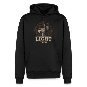 Lichttechnik LIGHT CREW Lichttechniker - Männer Premium Bio Hoodie - Schwarz - Vorne - Nico (187cm)