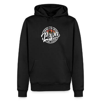 Légende du mythe de Papa Man - Sweat à capuche Premium bio Homme - noir - Devant - Nico (187cm)