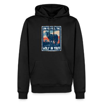 Wolf Spruch - Männer Premium Bio Hoodie - Schwarz - Vorne - Nico (187cm)