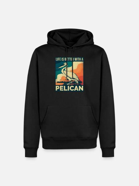 Pelikan Spruch Palmen Retro - Herre Premium økologisk hoodie - sort
