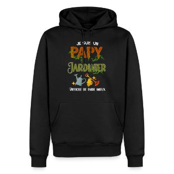 Papy jardinier parfait, cadeau papy - Sweat à capuche Premium bio Homme - noir - Devant - Nico (187cm)