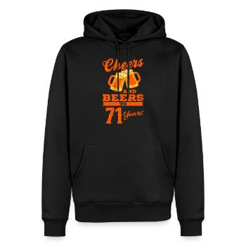 CHEERS AND BEERS 71 ans 71 anniversaire grand-père bière - Sweat à capuche Premium bio Homme - noir - Devant - Nico (187cm)