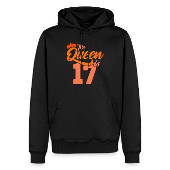 BIRTHDAY QUEEN 17 Geburtstag Schwester 17 Jahre - Männer Premium Bio Hoodie - Schwarz - Vorne - Nico (187cm)