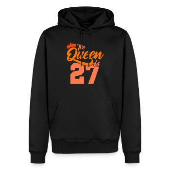 BIRTHDAY QUEEN 27 anniversaire Maman 27 ans - Sweat à capuche Premium bio Homme - noir - Devant - Nico (187cm)