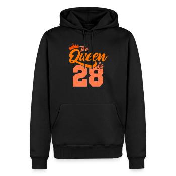 BIRTHDAY QUEEN 28 anniversaire Maman 28 ans - Sweat à capuche Premium bio Homme - noir - Devant - Nico (187cm)