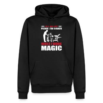 Maschinist - Männer Premium Bio Hoodie - Schwarz - Vorne - Nico (187cm)