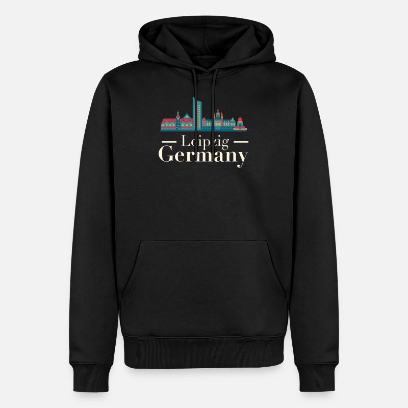Leipzig Skyline - Sweat à capuche Premium bio Homme - noir