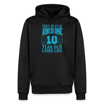 J’ai 10 ans 10 ans de garçons 10 ans - Sweat à capuche Premium bio Homme - noir - Devant - Nico (187cm)