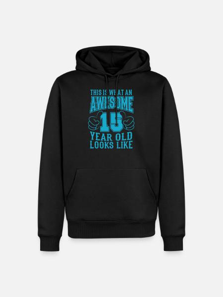 IK BEN 15 JAAR 15 jarige jongens 15 jaar - Mannen Premium Bio hoodie - zwart