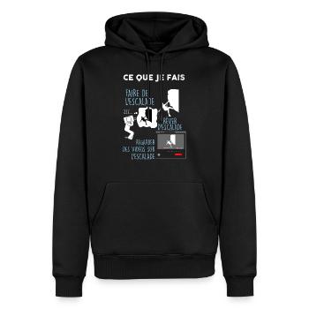 Escalade, métier alpiniste, montagne - Sweat à capuche Premium bio Homme - noir - Devant - Nico (187cm)