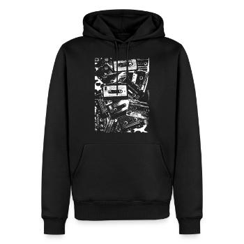 punk cassettes - Men’s Premium Organic Hoodie - black - Front - Nico (187cm)